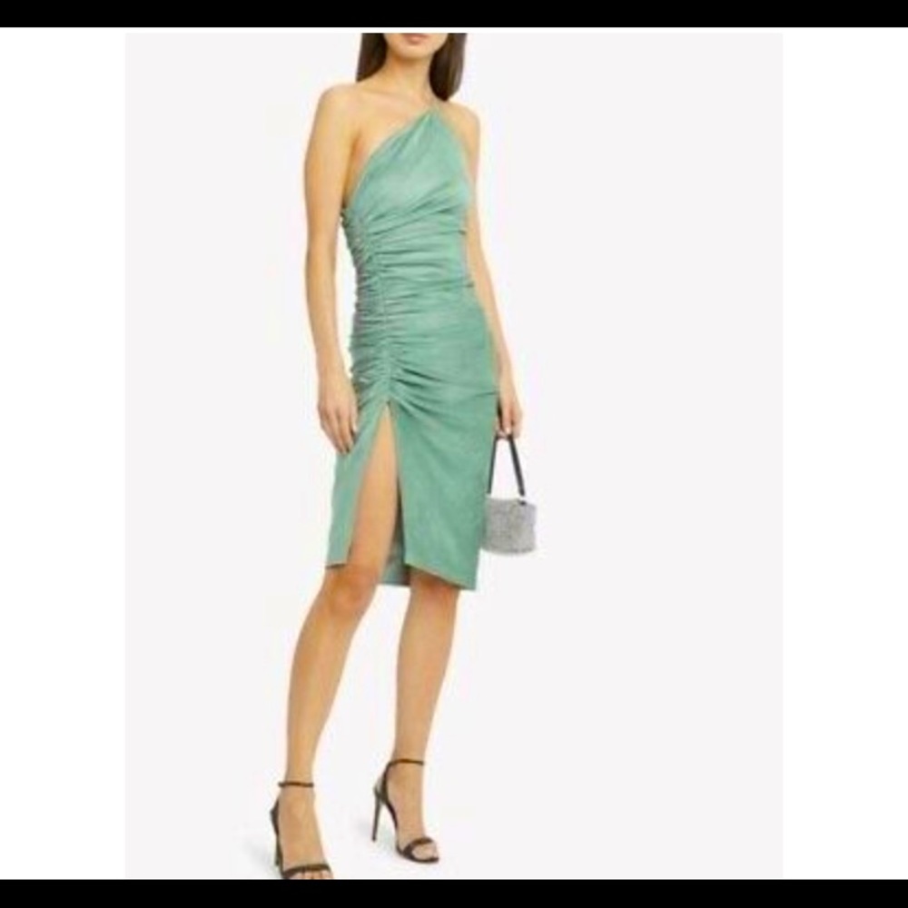 Ronny Kobo One Shoulder Suede Dress